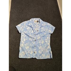 Vintage Patagonia Pataloha S Cotton Floral Short Sleeve Button-Up Shirt Blue.